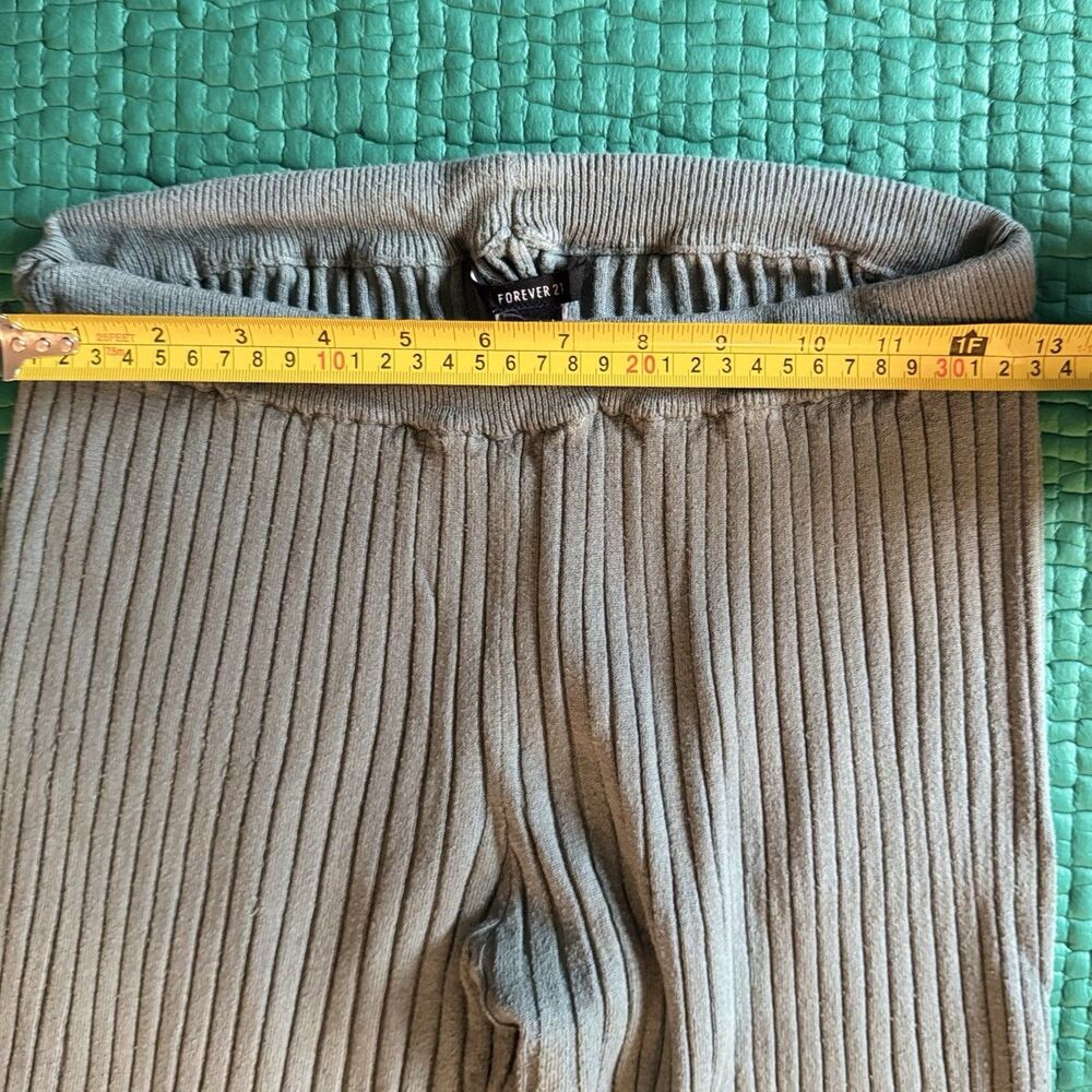 Vintage FOREVER 21 Ribbed Knit Rayon Flared Leggings M Teal Blue Pull On Y2K EUC - Picture 5 of 15